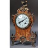 19TH CENTURY FRENCH ROSEWOOD AND BRASS MANTEL CLOCK