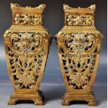 PAIR OF 19TH CENTURY VICTORIAN NEOCLASSICAL BRASS VASES