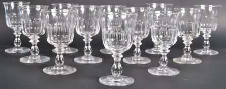 SET OF TWELVE 19TH CENTURY FACET CUT WINE DRINKING GLASSES