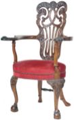 18TH CENTURY IRISH MAHOGANY CARVED ARMCHAIR