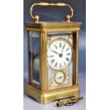 EARLY 20TH CENTURY FRENCH QUARTER REPEATING CARRIAGE CLOCK