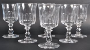 SET OF 19TH CENTURY FACET CUT WINE GOBLETS