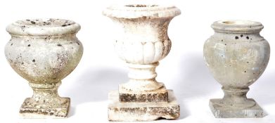 THREE 19TH CENTURY WHITE MARBLE GARDEN URNS