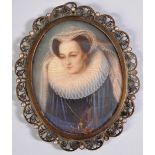 19TH CENTURY MINIATURE PORTRAIT ON IVORY OF QUEEN MARY