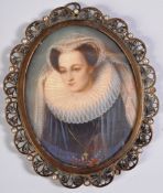 19TH CENTURY MINIATURE PORTRAIT ON IVORY OF QUEEN MARY