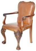 19TH CENTURY WALNUT CARVED GRIFFIN HEAD LIBRARY CHAIR