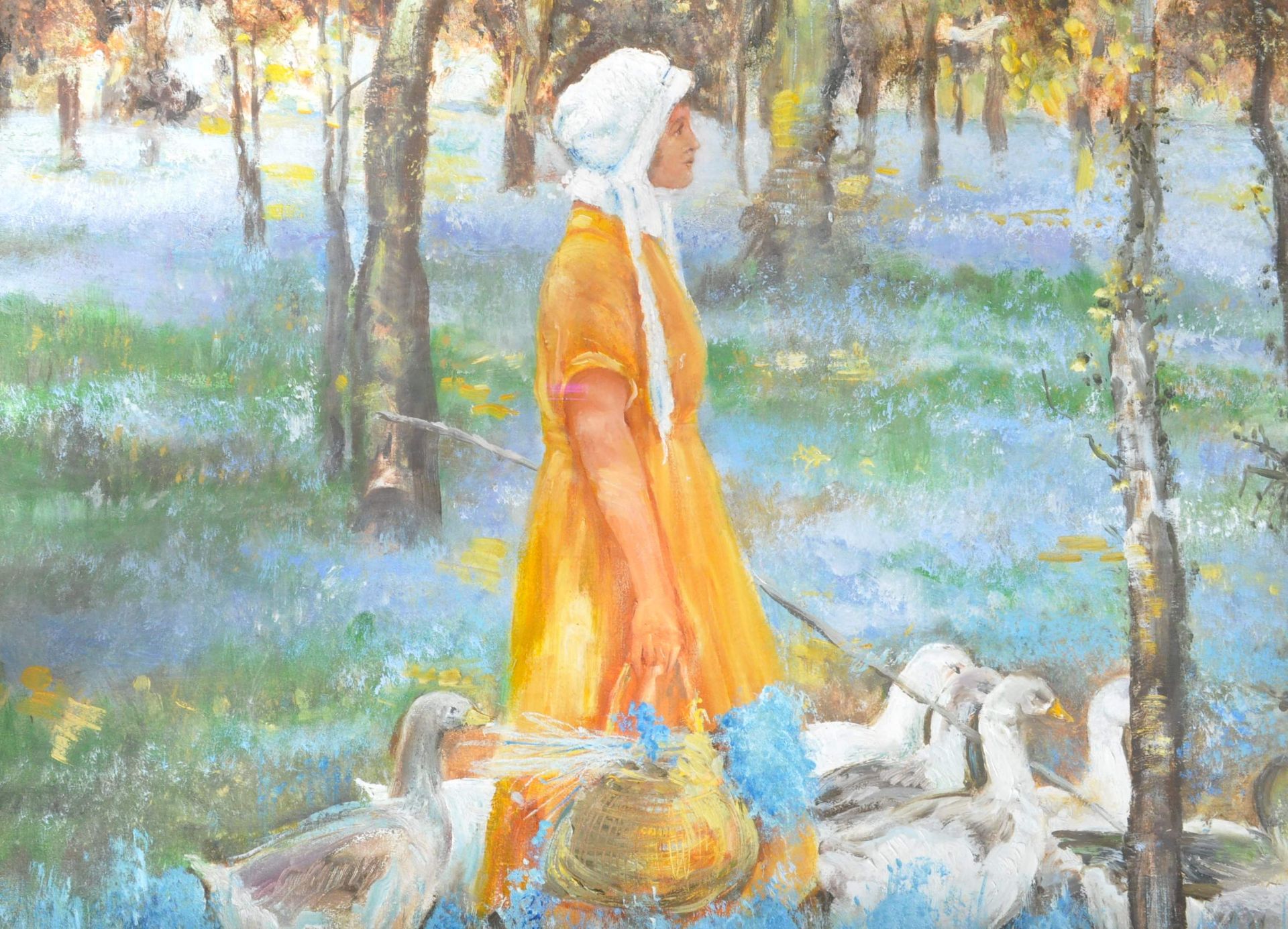 ATTRIBUTED TO WILLIAM LEECH LARGE OIL ON CANVAS 'THE GOOSE GIRL' - Image 3 of 13