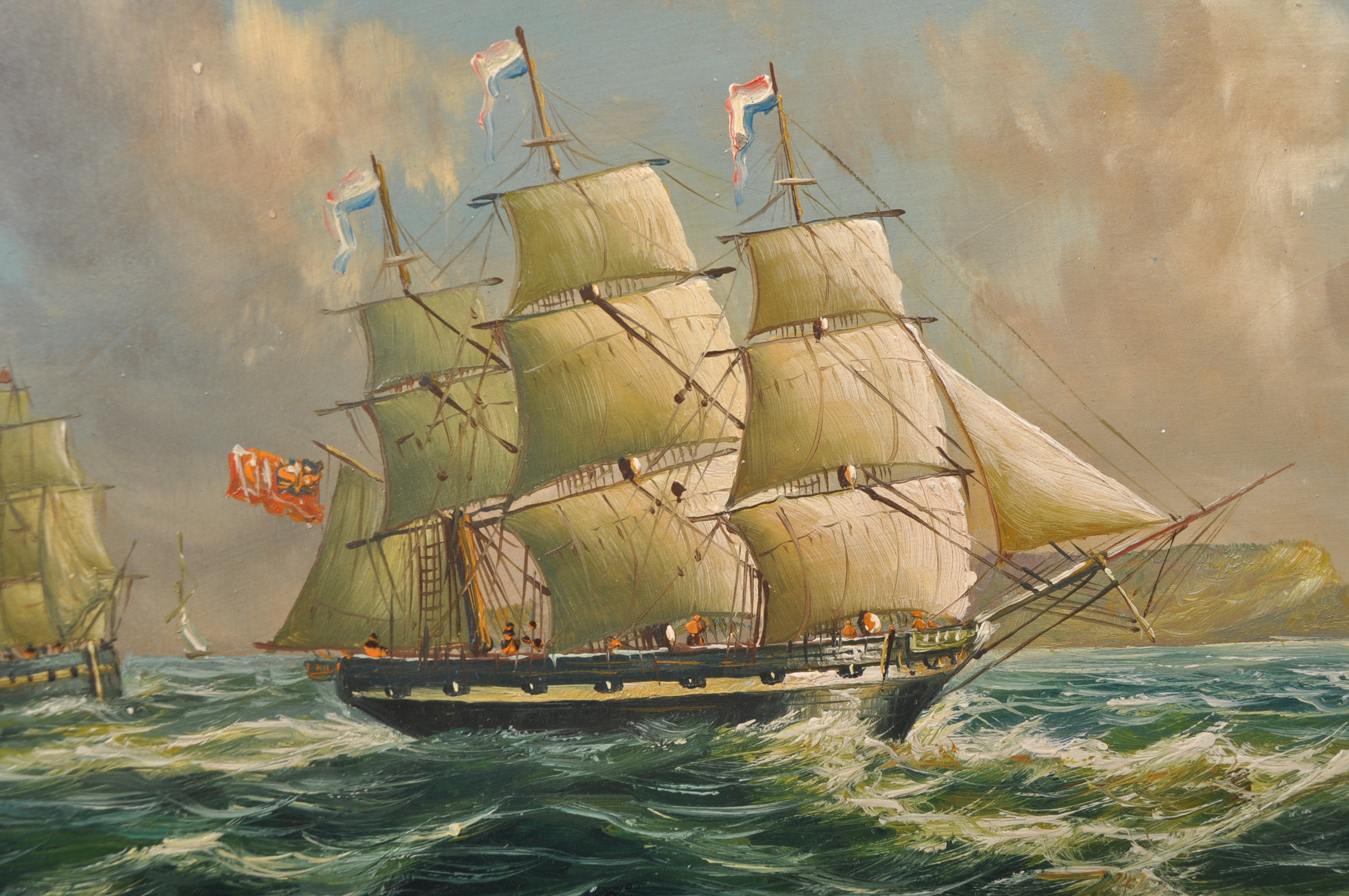 19TH CENTURY OIL ON BOARD MARITIME PAINTING - Image 4 of 8