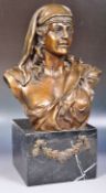 20TH CENTURY BRONZE BUST DEPICTING A MAIDEN