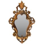 19TH CENTURY ITALIAN FLORENTINE GILT GESSO CARVED WALL MIRROR