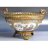 19TH CENTURY CHINESE CANTON ORMOLU MOUNTED PORCELAIN BOWL