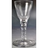 18TH CENTURY GEORGE III LARGE FACET CUT STEM WINE DRINKING GLASS