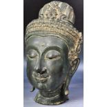 EARLY 20TH CENTURY CHINESE BRONZE BUDDHA HEAD