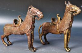 PAIR OF 19TH CENTURY PERSIAN BRASS HORSE FIGURINES