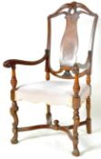 19TH CENTURY GEORGE III WALNUT CARVER ARMCHAIR