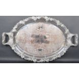 LARGE 20TH CENTURY SILVER PLATE SALVER TRAY