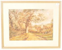EARLY 20TH CENTURY WATERCOLOUR PAINT OF A RURAL SCENE