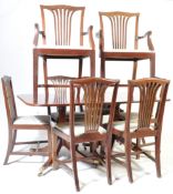 EDWARDIAN MAHOGANY D END DINING TABLE AND CHAIRS