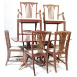EDWARDIAN MAHOGANY D END DINING TABLE AND CHAIRS