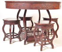 VINTAGE LATE 20TH CENTURY CHINESE ORIENTAL DINING TABLE AND CHAIRS