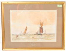19TH CENTURY VICTORIAN WATER COLOUR PAINTING - BARGES OFF THE NARE BY W.W. MAY