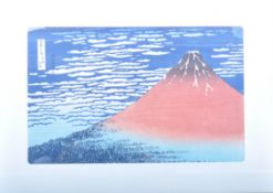 AFTER KATSUSHIKA HOKUSAI - RED FUJI WOODBLOCK PRINT