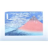 AFTER KATSUSHIKA HOKUSAI - RED FUJI WOODBLOCK PRINT