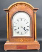 EDWARDIAN MAHOGANY INLAID 8 DAY MANTEL CLOCK