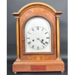 EDWARDIAN MAHOGANY INLAID 8 DAY MANTEL CLOCK