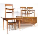 MID 20TH CENTURY MELAMINE DINING ROOM SUITE - SIDEBOARD CREDENZA - DINING TABLE AND CHAIRS