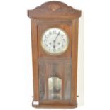 FRENCH CIRCA 1920S 8 DAY OAK CASE WALL CLOCK