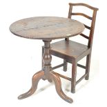 18TH CENTURY GEORGE III TILT TOP PEDESTAL WINE TABLE AND CHAIR