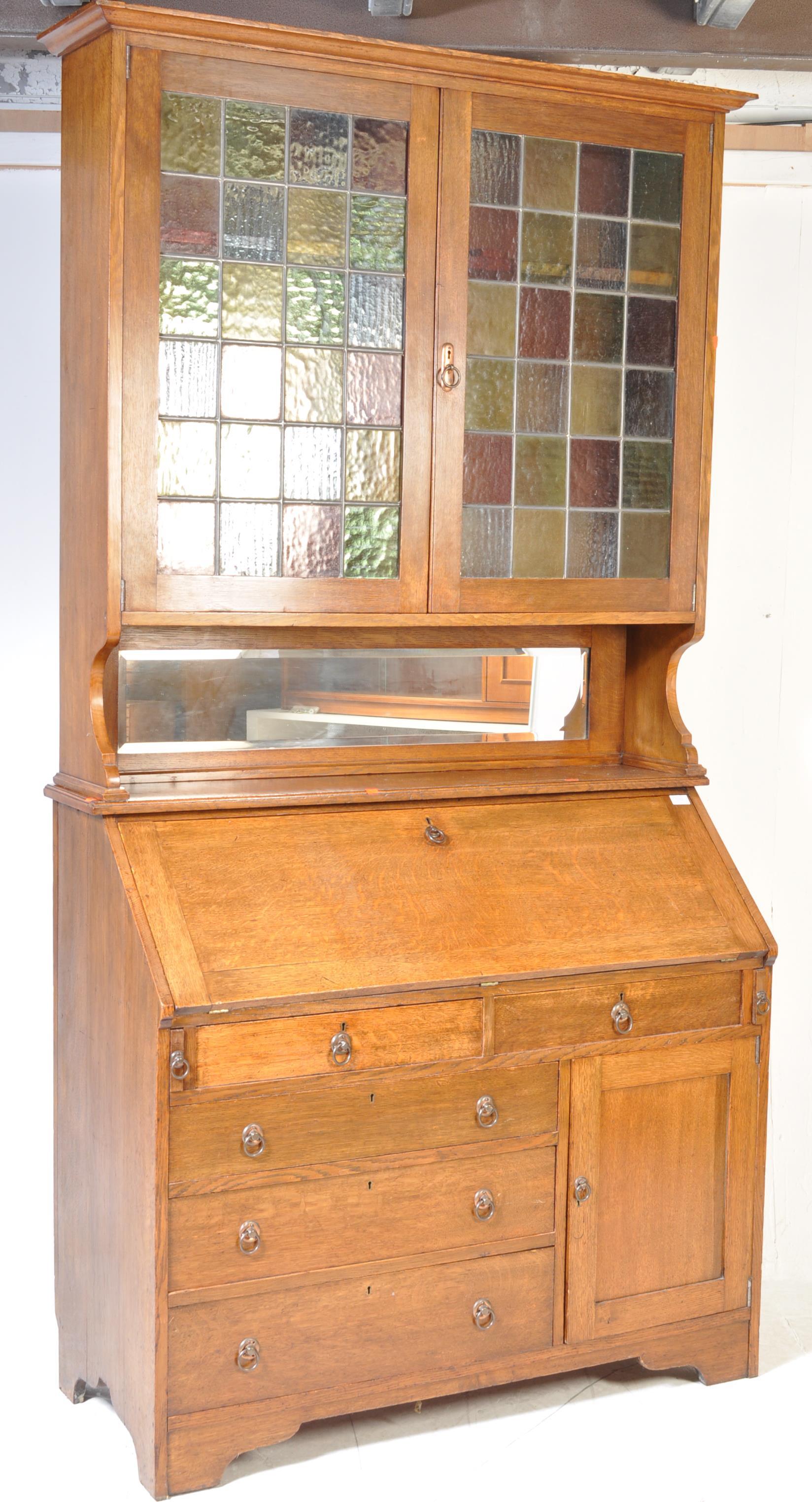 CIRCA 1900'S ARTS AND CRAFTS OAK BUREAU BOOKCASE