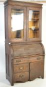 LATE 19TH CENTURY VICTORIAN STAINED OAK BUREAU BOOKCASE