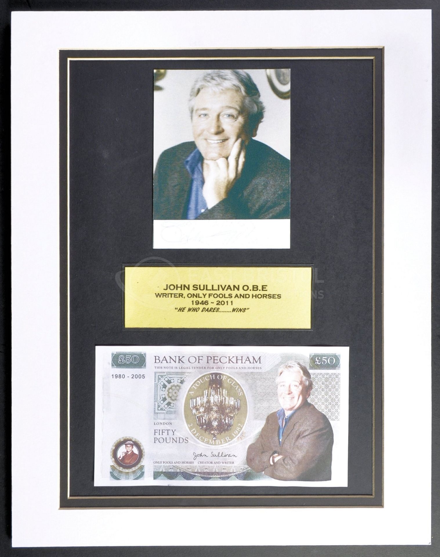 ONLY FOOLS & HORSES - CREATOR JOHN SULLIVAN - AUTOGRAPHED DISPLAY