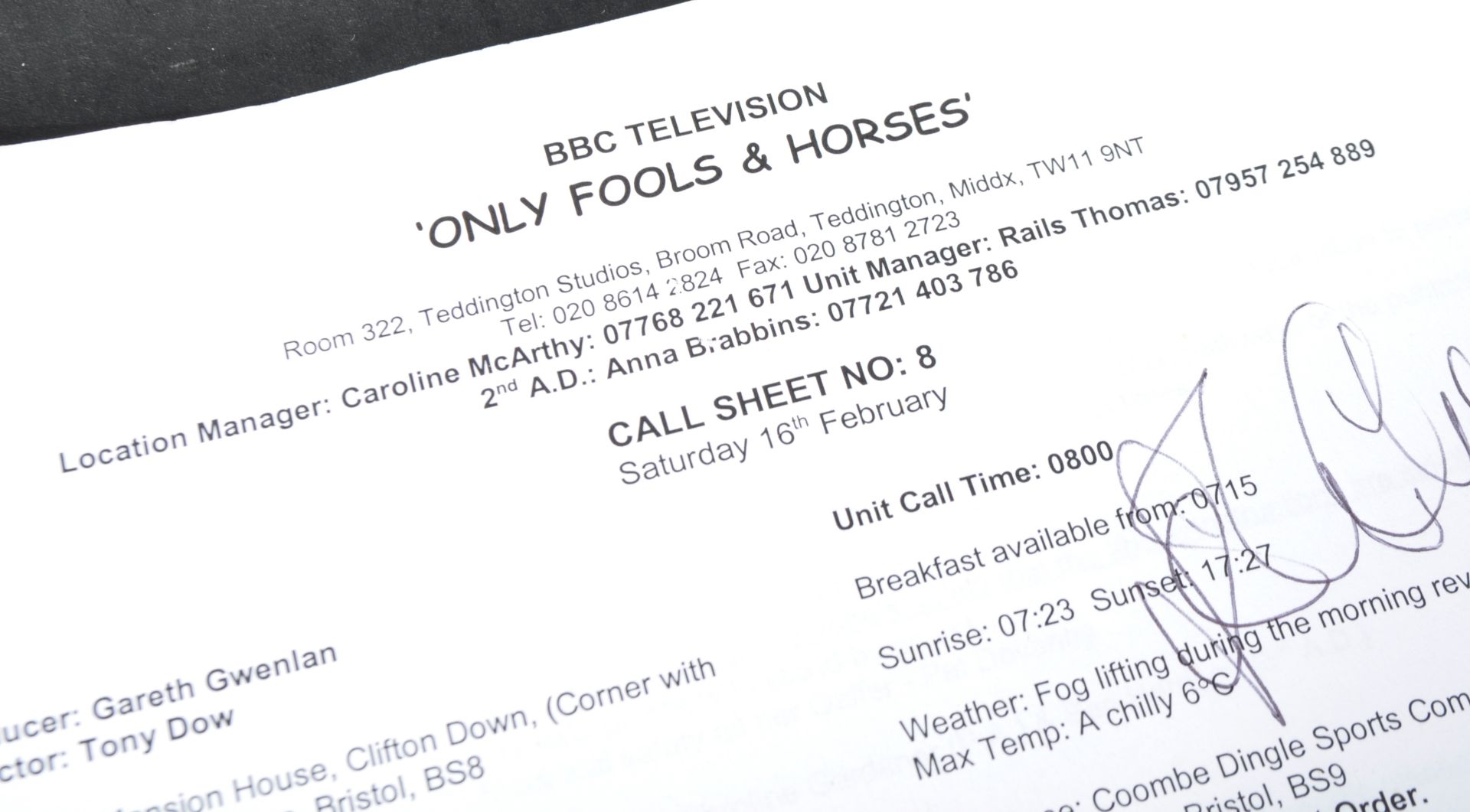 ONLY FOOLS & HORSES - STRANGERS ON THE SHORE - CHALLIS' CALL SHEET - Image 3 of 5