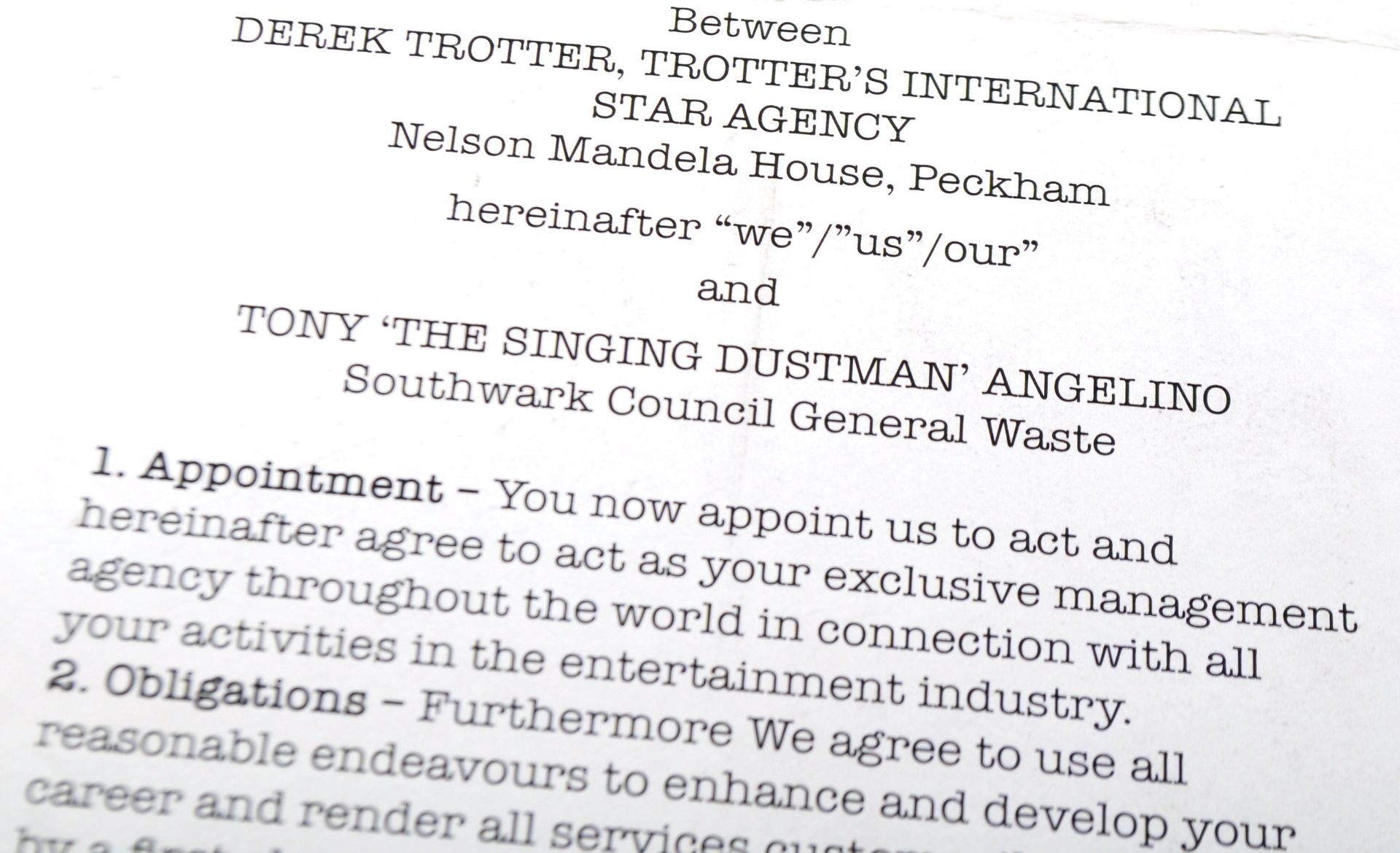 ONLY FOOLS & HORSES - STAGE FRIGHT - DUAL SIGNED SINGING DUSTMAN CONTRACT - Image 5 of 5