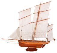 20TH CENTURY SCRATCH BUILT TRIPLE MASTED MODEL BOAT