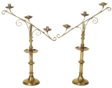 MATCHING PAIR OF VICTORIAN ECCLESIASTICAL CANDELABRAS
