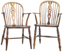 PAIR OF 18TH CENTURY GEORGE III ELM & YEW WINDSOR CHAIRS