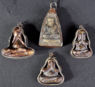 COLLECTION OF FOUR CHINESE THAI TERRACOTTA BUDDHA PENDANTS