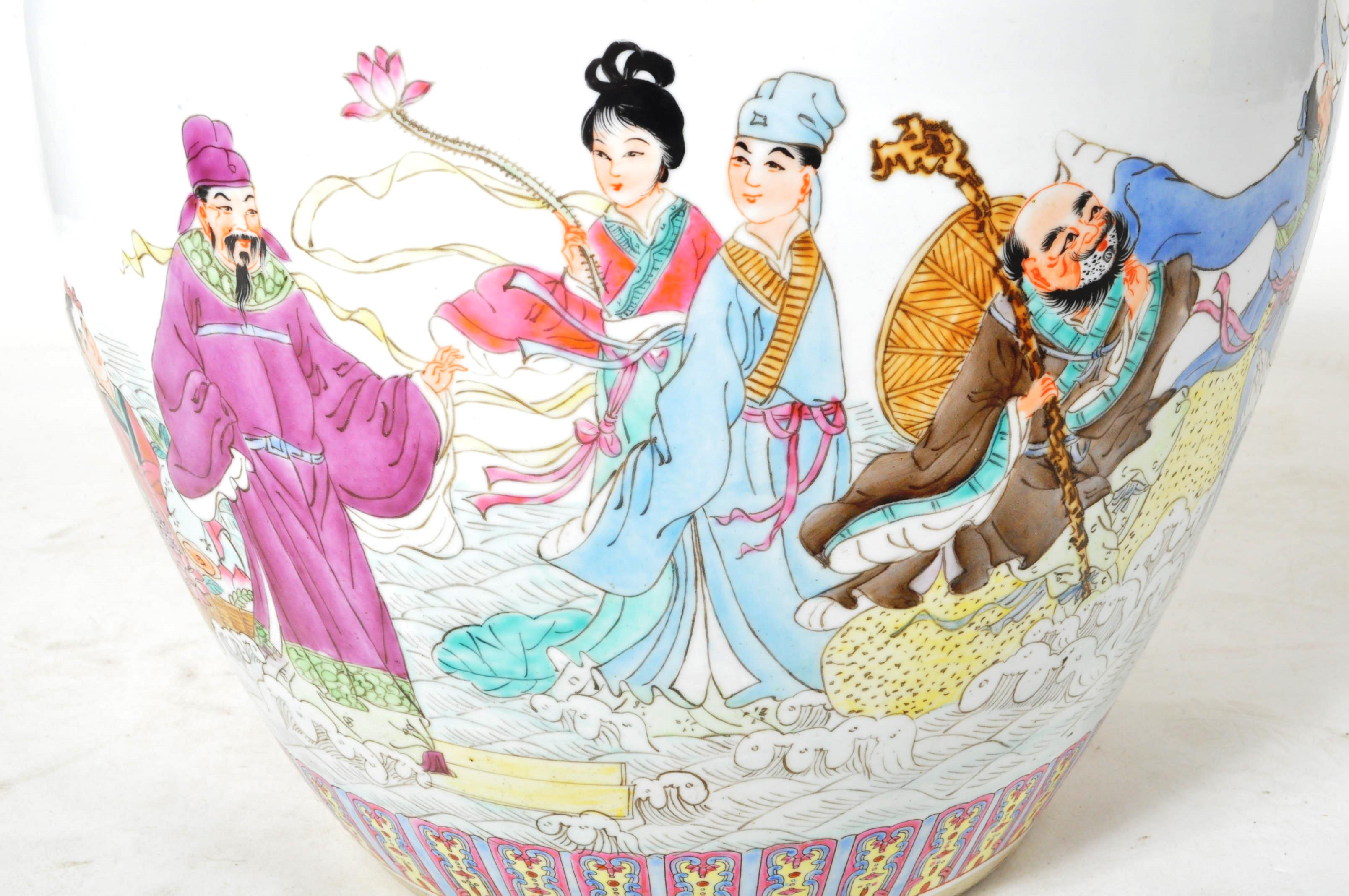 EARLY 20TH CENTURY LARGE CHINESE PORCELAIN JARDINIERE - Image 7 of 10