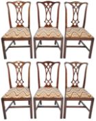 SET OF SIX 20TH CENTURY CHIPPENDALE REVIVAL CHAIRS