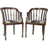 PAIR OF EDWARDIAN MAHOGANY COWHORN TUB ARMCHAIRS