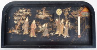 19TH CENTURY CHINESE CHINOISERIE BLACK LACQUER WALL PANEL