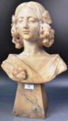 19TH CENTURY MARBLE BUST OF A YOUNG WOMAN