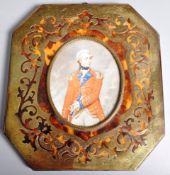 18TH CENTURY MILITARY PORTRAIT IN BOULLE WORK FRAME