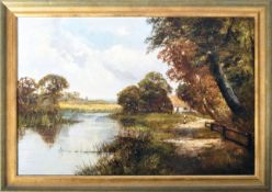 HENRY COOPER 'NEAR THAMES DITTON' OIL ON CANVAS PAINTING