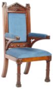19TH CENTURY VICTORIAN GOTHIC REVIVAL THRONE CHAIR
