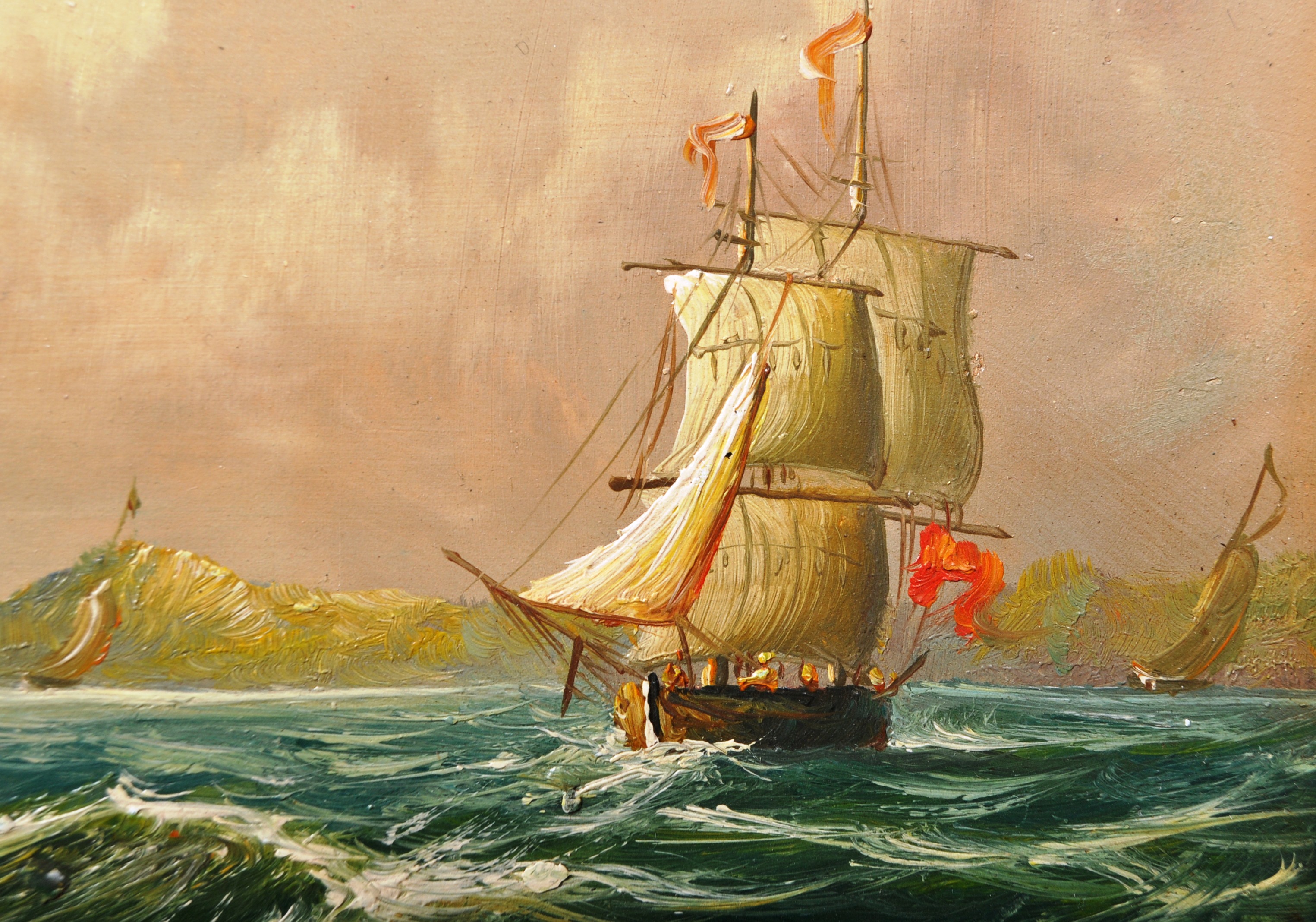 19TH CENTURY OIL ON BOARD MARITIME PAINTING - Image 5 of 8